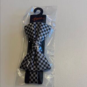 Egara Checkered Bow Tie - Black & Silver NWT. Box36